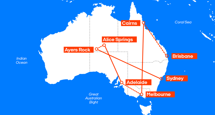 De route van het combinatieticket | Australië