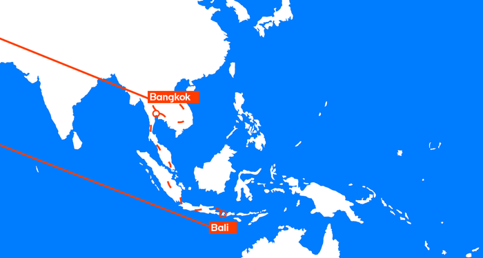 De route van het combinatieticket | Thailand & Bali