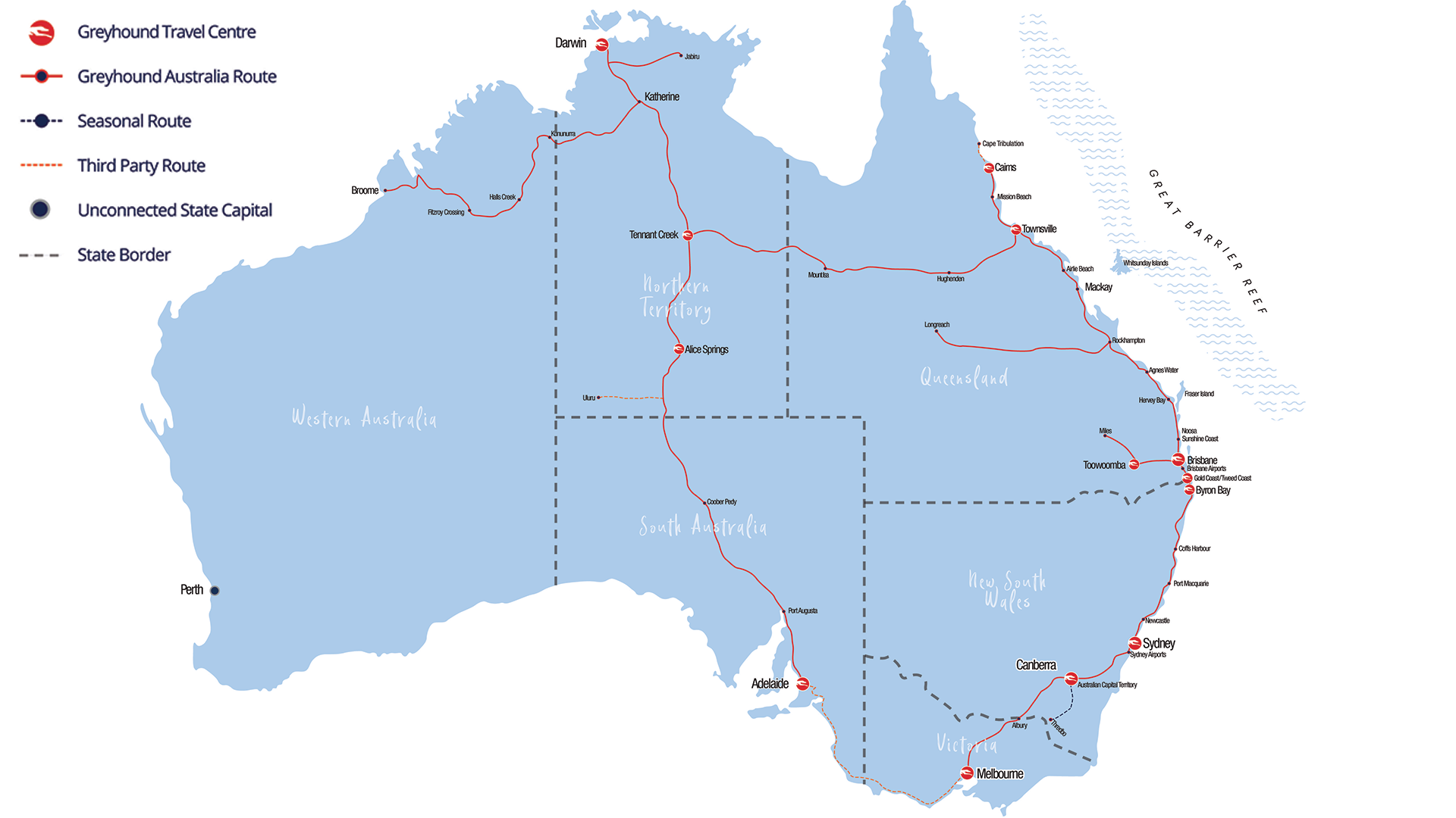 Busnetwerk van Greyhound in Australië | KILROY