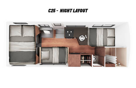 Slaapplekken in de Standard C-25 camper | Camperhuur Canada | KILROY