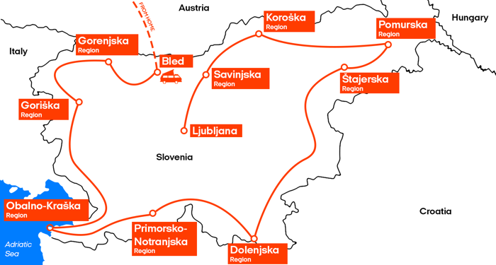 De route van de roadtrip | Slovenië