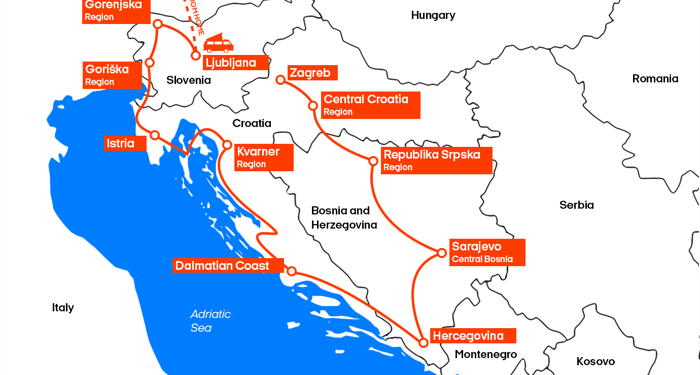 De route van de roadtrip | Slovenië, Kroatië & Bosnië Herzegovina