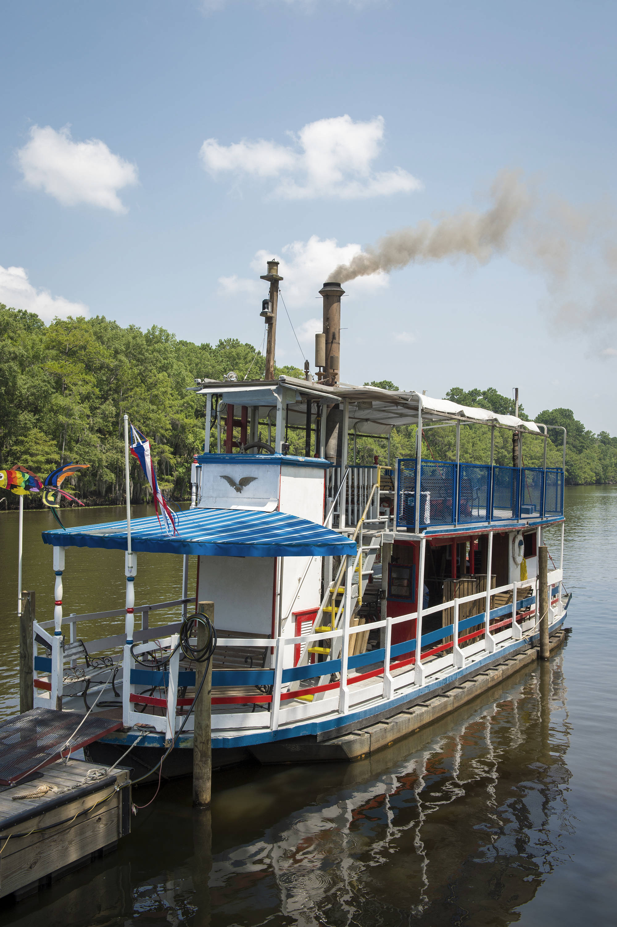 steamboat on the river in louisiana
