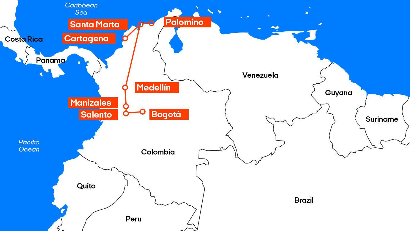 Map Colombia Backpackroute