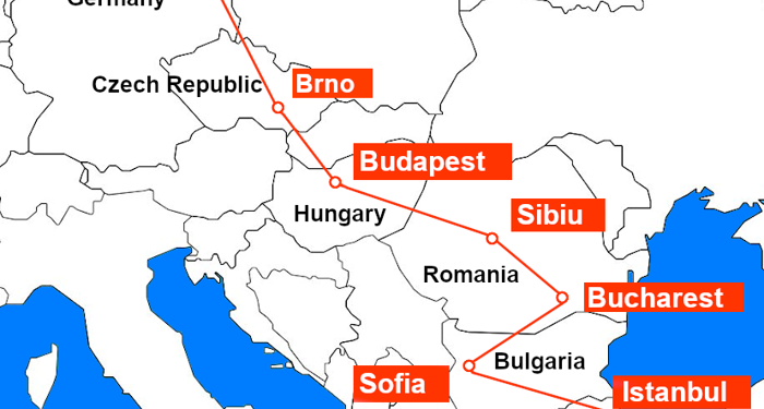 Interrail route zuidoost-Europa