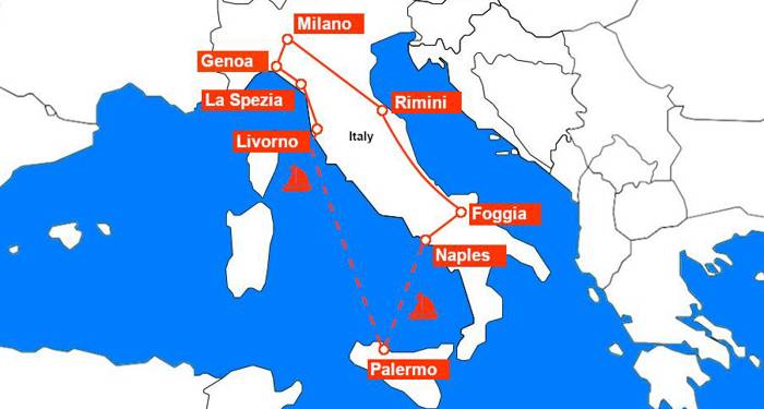 Interrail route door Italië