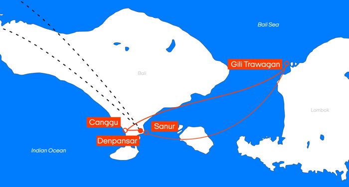 Route kaart van de ultieme Bali rondreis in 3 weken | KILROY