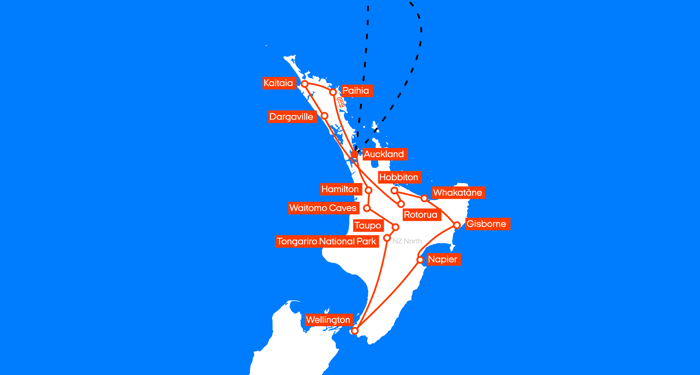 voorbeeldroute roadtrip Noordereiland Nieuw-Zeeland
